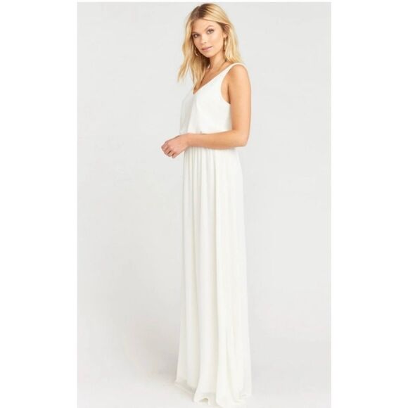Show Me Your Mumu Kendall Maxi Dress Wedding cake Chiffon White NWT Small - Picture 3 of 8